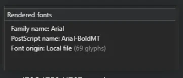 Rendered Fonts: для текста кнопки используется локальный Arial-BoldMT